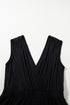 Deep V Pleated Crisscross Wide Leg Backless Jumpsuit